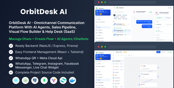 OrbitDesk - Omnichannel Communication Platform with AI Agents, Sales Pipeline, Flow Builder (SaaS)